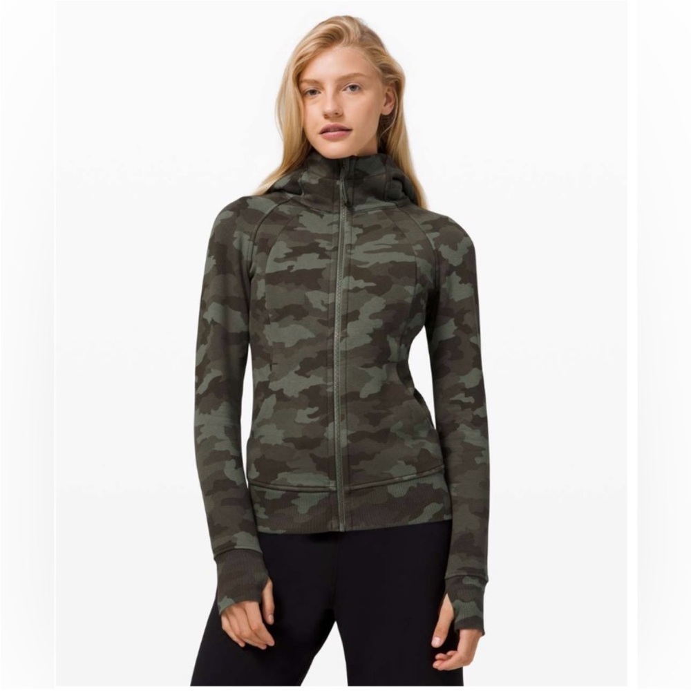 lululemon Full Zip Scuba Hoodie Green Camouflage